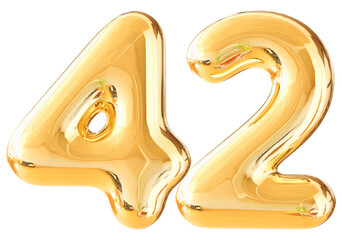3d number 42 gold balloon
