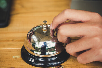 Pressing a bell to order food