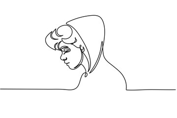 Continuous line A boy wearing a hood
