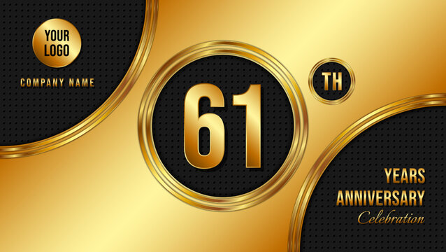 61 Year Anniversary celebration template design. Golden Anniversary, vector illustration.