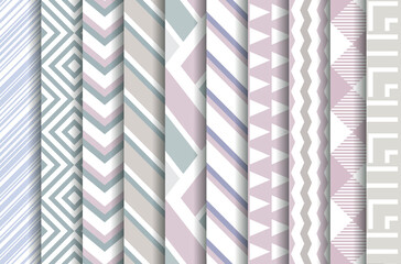 Set of vector tiled seamless collection of modern stylish pastel