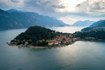Fototapeta premium Bellagio and Como lake aerial view 