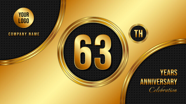 63 Year Anniversary celebration template design. Golden Anniversary, vector illustration.