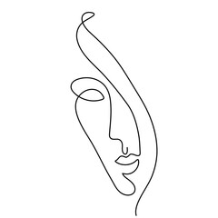 Continuous line Beautiful woman face