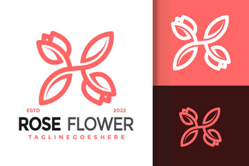 Letter H Rose Flower Logo Design, brand identity logos vector, modern logo, Logo Designs Vector Illustration Template
