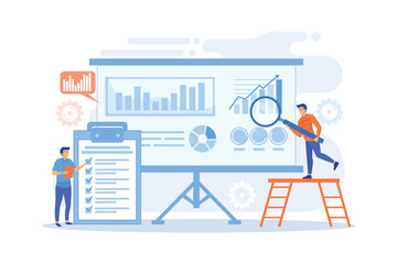 Workgroup admit and identify, measure and prioritize, implement a strategy. Risk management team, risk management training and objective concept. flat vector modern illustration