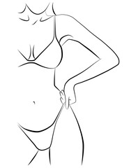 The silhouette of the body is a line. Female silhouette.