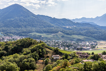 Fototapeta premium Vue depuis la Tour de Saint-Triphon à Ollon en Suisse