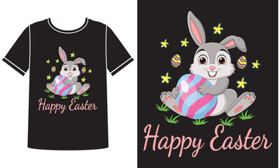 Happy easter day t-shirt design concept