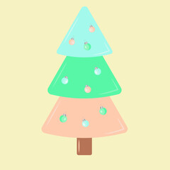 christmas tree multi-colored fir tree with Christmas balls on a white background