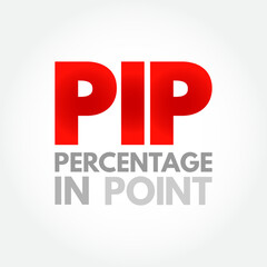 PIP Percentage In Point - a unit of change in an exchange rate of a currency pair, acronym text concept background