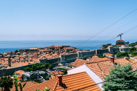 cable car in Dubrovnik, Croatia, city old town