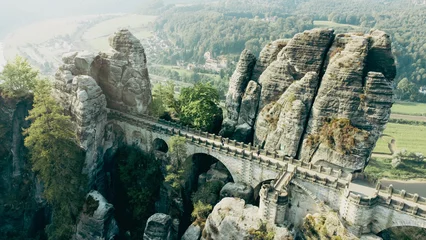 Photo sur Plexiglas Le pont de la Bastei Le pont Bastei, Parc National de la Suisse saxonne, Allemagne