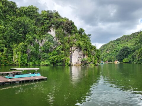 Tranquil landscape in Gunung Lang recreational park in Ipoh, Perak, Malaysia.