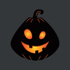 Funny Halloween pumpkin. A jack-o'-lantern isolated on a dark background. Vector illustration