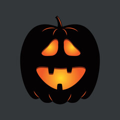 Funny Halloween pumpkin. A jack-o'-lantern isolated on a dark background. Vector illustration
