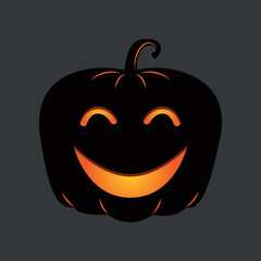 Funny Halloween pumpkin. A jack-o'-lantern isolated on a dark background. Vector illustration