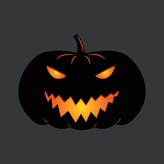 Funny Halloween pumpkin. A jack-o'-lantern isolated on a dark background. Vector illustration