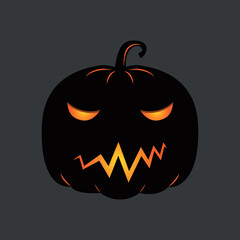 Funny Halloween pumpkin. A jack-o'-lantern isolated on a dark background. Vector illustration