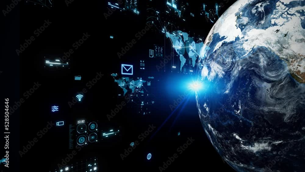 Poster Global communication network concept. Digital transformation.