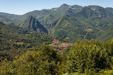 view of the mountains in the summer, Picos de Europa, Asturias, Spain, cares route, mountaineering trail, trecking