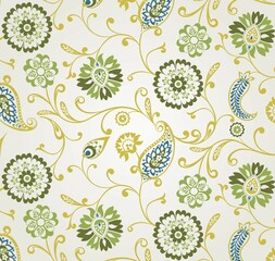 traditional paisley floral pattern, textile , Rajasthan, royal India	