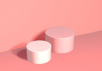 3d display product Pink minimal scene with geometric podium platform