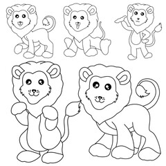 cute lion pictures for coloring book.