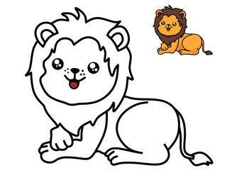 cute lion pictures for coloring book.