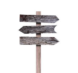 Wood arrow sign isolated on transparent background - PNG format.