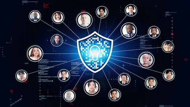 Communication network of multi national people. Cyber security.