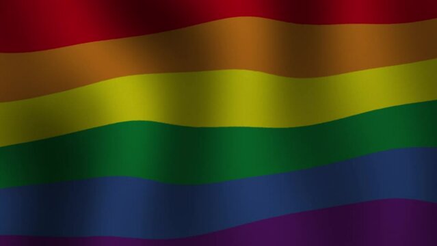 LGBT pride flag. Rainbow Flag. lesbian, gay, bisexual, transgender social movements. Concept of happiness freedom love same-sex couple. High quality FullHD footage