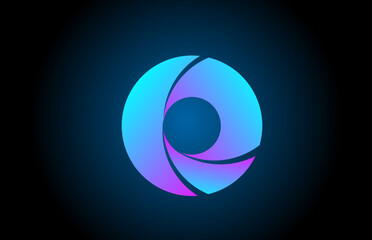 blue pink O alphabet letter logo icon design with gradient color. Creative template for company and business