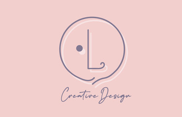 L alphabet letter logo icon design with line dot and vintage style. Pink blue creative template for business and company