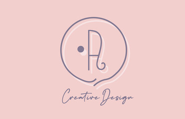 A alphabet letter logo icon design with line dot and vintage style. Pink blue creative template for business and company