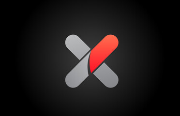 orange grey X alphabet letter logo icon design with gradient color. Creative template for business and company