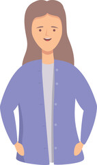 Strong woman icon cartoon vector. Young man. Thinking crowd