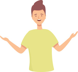 Wow person icon cartoon vector. Happy teenage. Excited positive