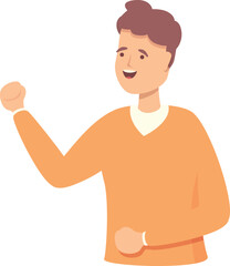 Delight person icon cartoon vector. Strong positive. Thinking face