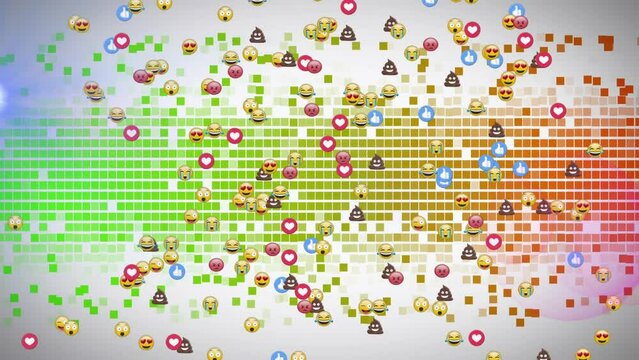 Animation of over snow falling and candy cane icons on blackboard