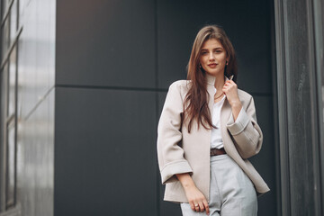 Beautiful woman outside the street