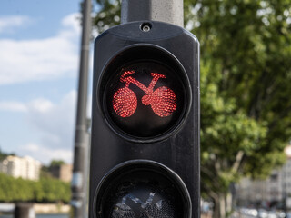 Rote Fahrradampel Nahaufnahme 