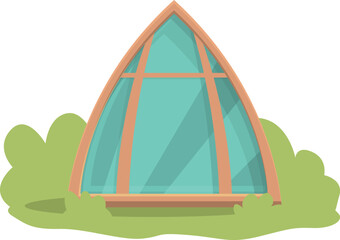Glass house icon cartoon vector. Glamping tent. Trip lodge