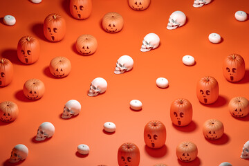 Background with pumpkins and skulls for Halloween