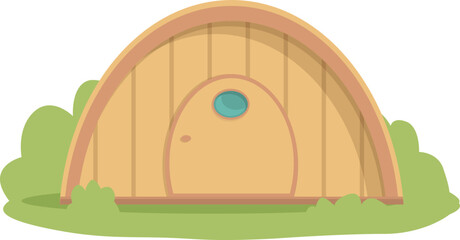 Round wood house icon cartoon vector. Camping tent. Nature luxury