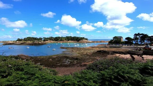Beautiful seascape on the Brehat island in Brittany - France