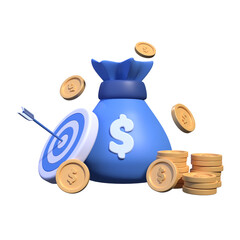 3d render illustration money target