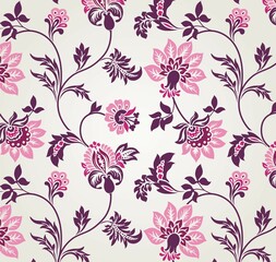 Colorful wedding card design, paisley floral pattern , India	