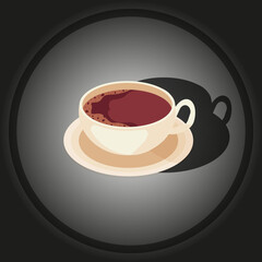 Cut out paper coffee cup with foam. Hot chocolate in ceramic mug. Beautiful and creative art picture for kitchen wallpaper.  