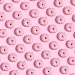 Pattern seamless of pink donut with pink background
